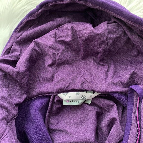 Athleta - Jump & Jive Purple Primaloft quilted stretch long hooded jacket, M - Picture 5 of 6